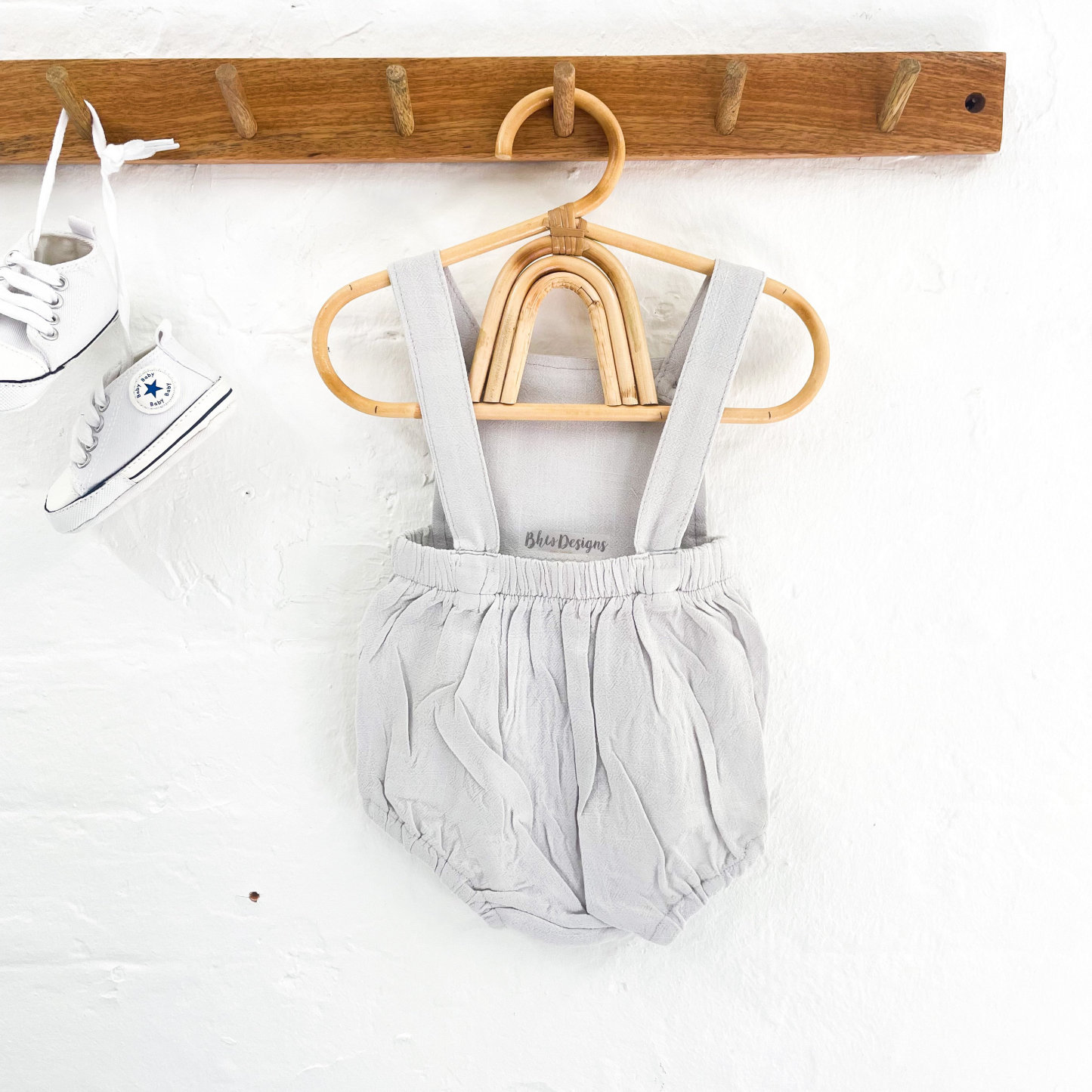 Personalised Name Baby Overalls Linen Bodysuit