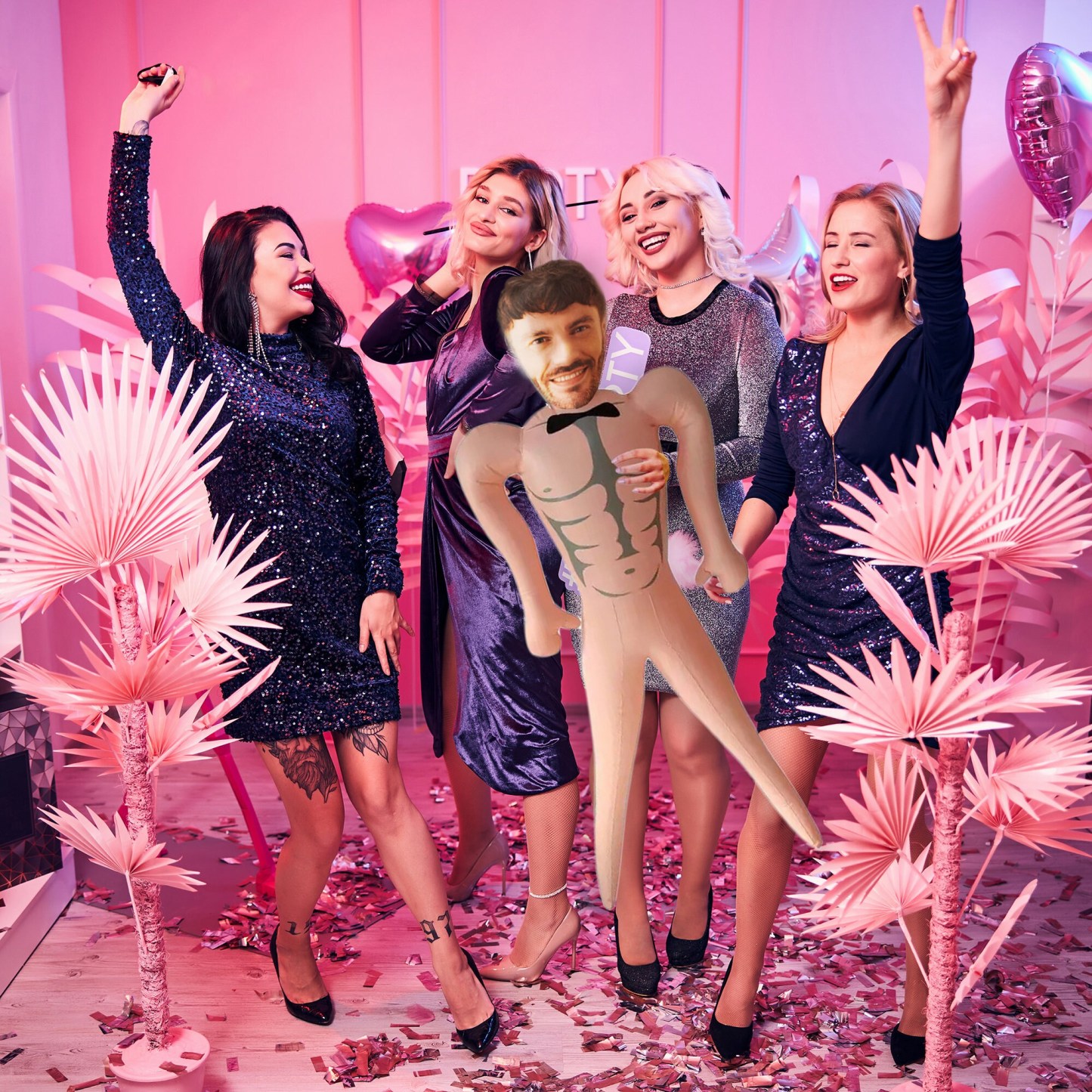 Groom Inflatable Doll Bachelor Party Supplies, Fun Custom Bachelor Party Creative Gifts for Bride, Printed Face Inflatable Man Party Gifts