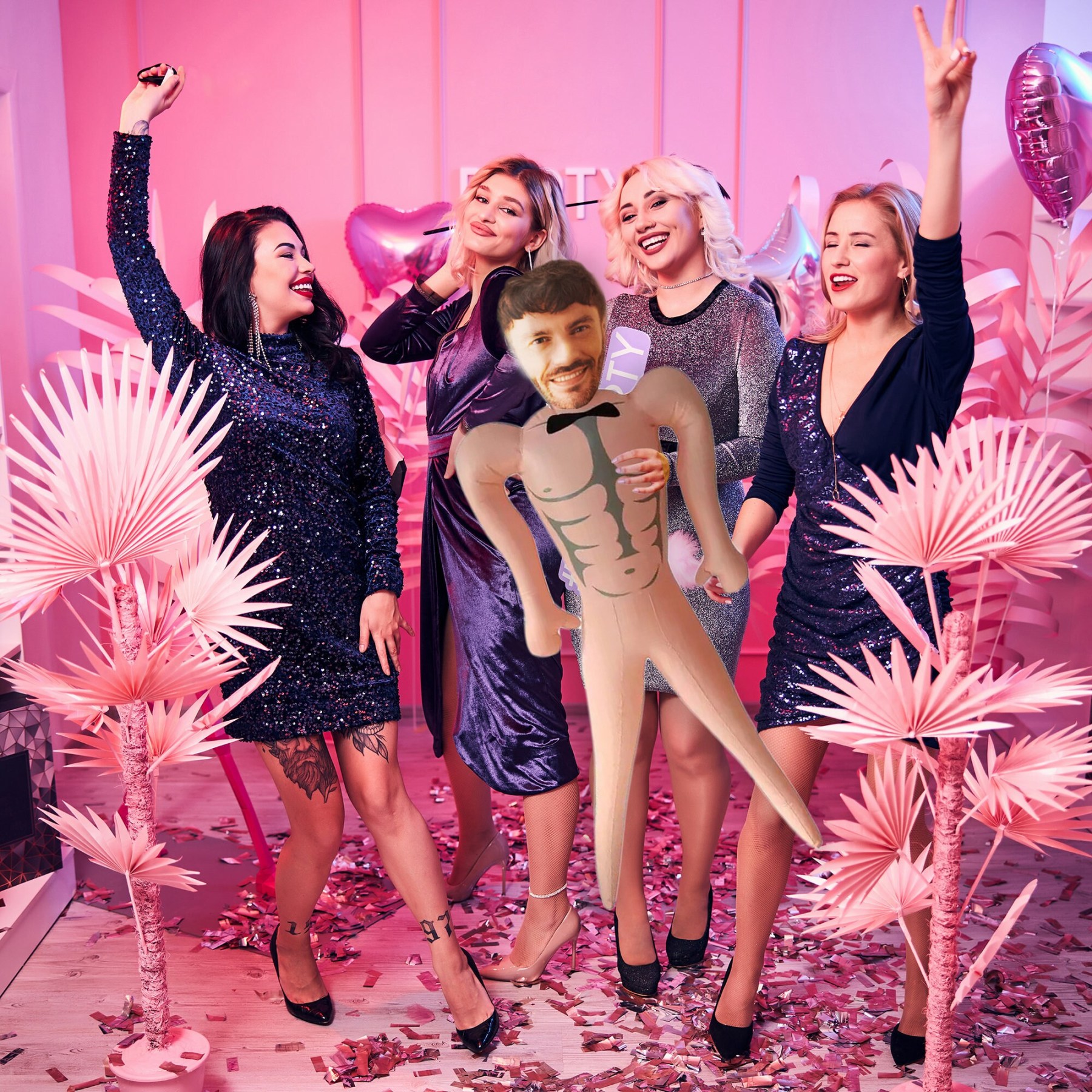 Groom Inflatable Doll Bachelor Party Supplies, Fun Custom Bachelor Party Creative Gifts for Bride, Printed Face Inflatable Man Party Gifts