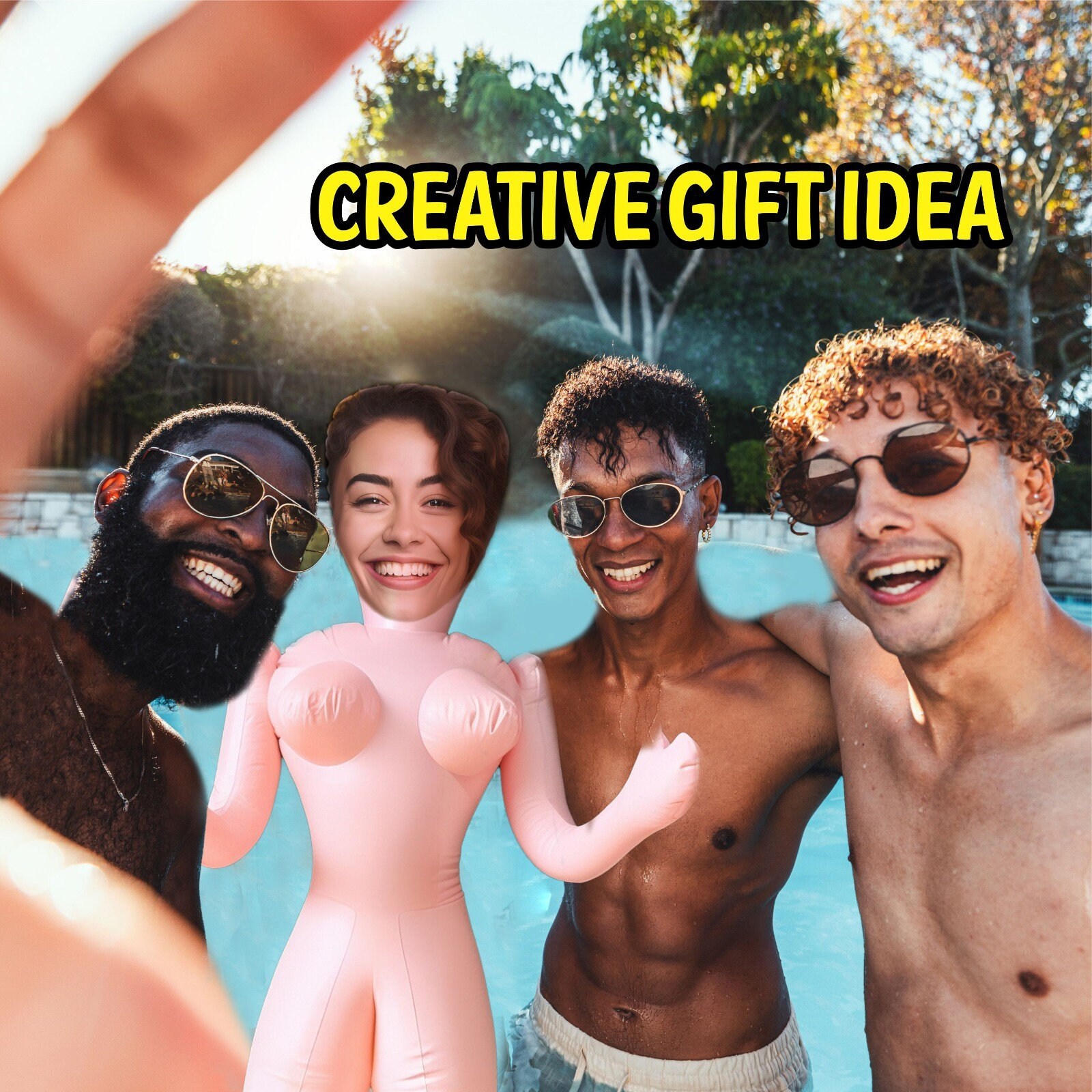 Groom Inflatable Doll Bachelor Party Supplies, Fun Custom Bachelor Party Creative Gifts for Bride, Printed Face Inflatable Man Party Gifts