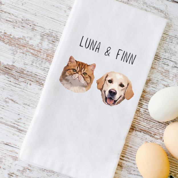 Custom Pet Photo + Name Personalized Towel