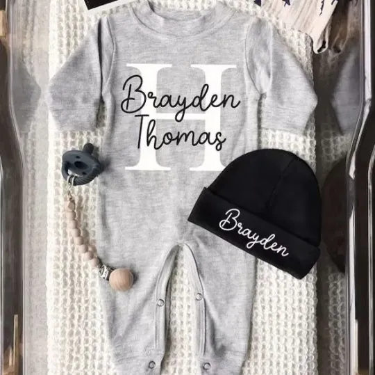 Personalized Baby Name Unique Romper&Hat