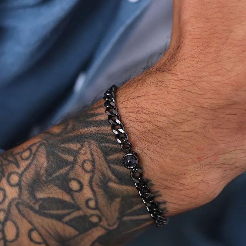 Personalized Gift For Father, Dad Bracelet, Custom Photo Bracelet for Men, Birthday Anniversary Gift for Him Husband Boyfriend, Keepsake