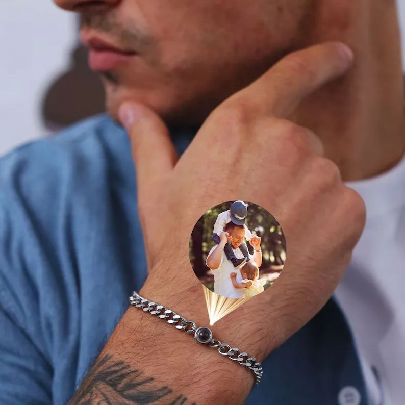 Personalized Gift For Father, Dad Bracelet, Custom Photo Bracelet for Men, Birthday Anniversary Gift for Him Husband Boyfriend, Keepsake