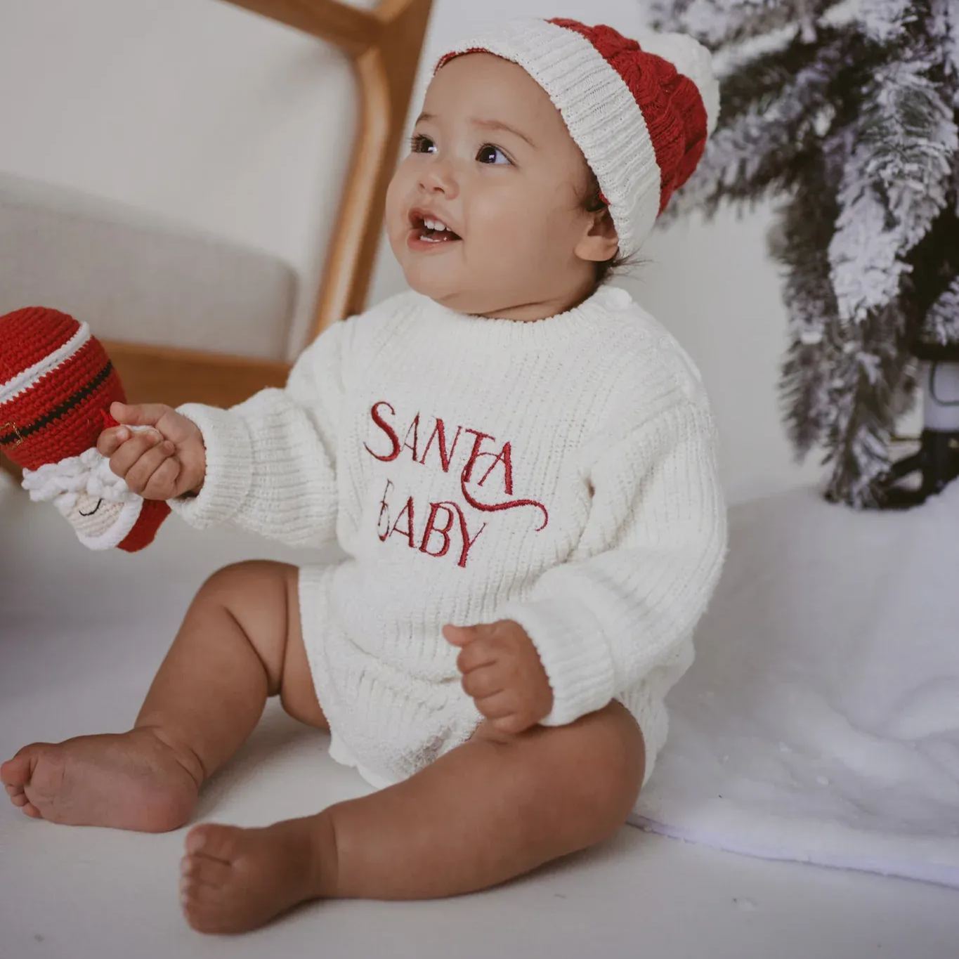 'Santa Baby' Long Sleeve Knit Romper