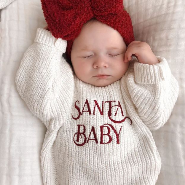 'Santa Baby' Long Sleeve Knit Romper