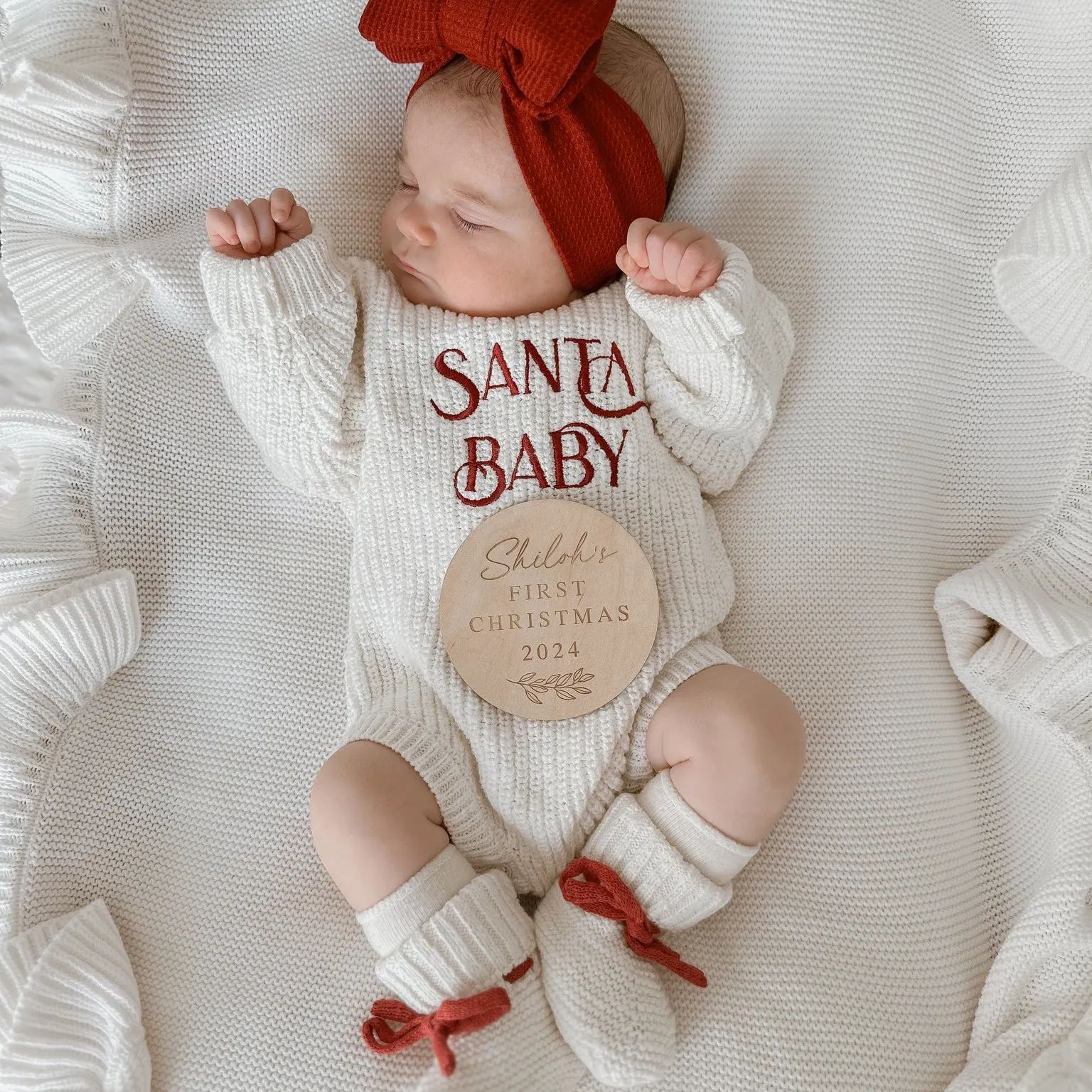 'Santa Baby' Long Sleeve Knit Romper