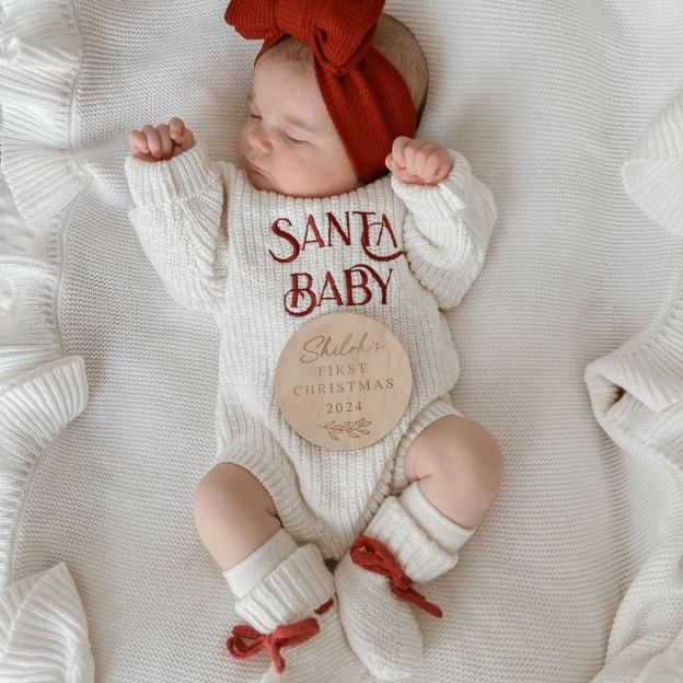 'Santa Baby' Long Sleeve Knit Romper