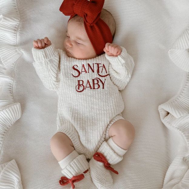 'Santa Baby' Long Sleeve Knit Romper