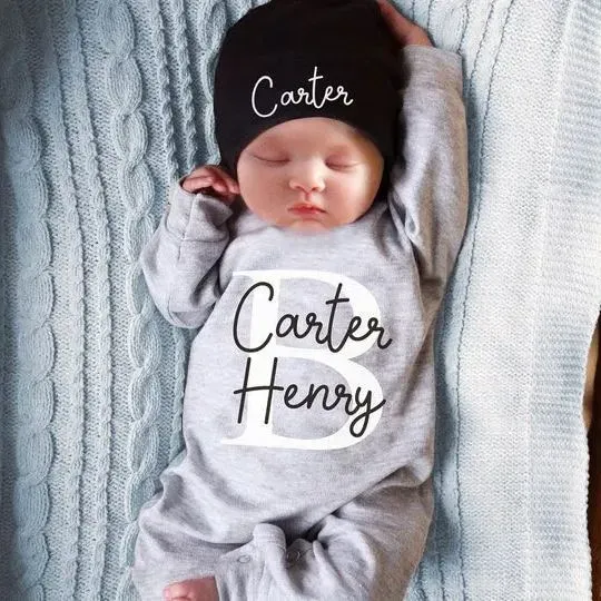 Personalized Baby Name Unique Romper&Hat