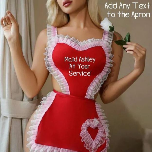Sexy red maid outfit with custom text (Valentine's Day lingerie, maid lingerie, sexy maid)