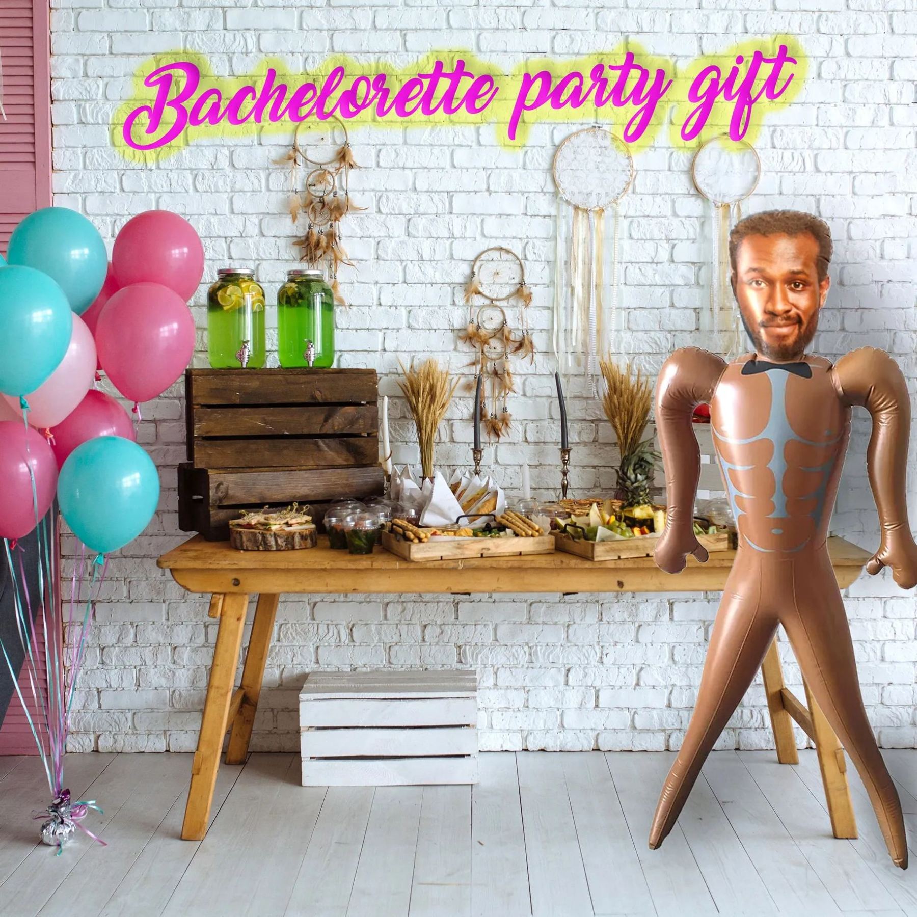 Groom Inflatable Doll Bachelor Party Supplies, Fun Custom Bachelor Party Creative Gifts for Bride, Printed Face Inflatable Man Party Gifts