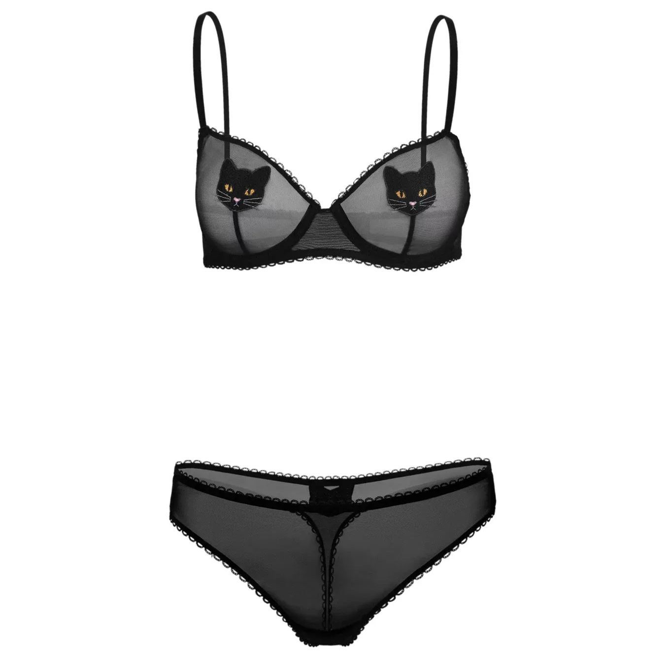 Transparent elastic mesh underwear set