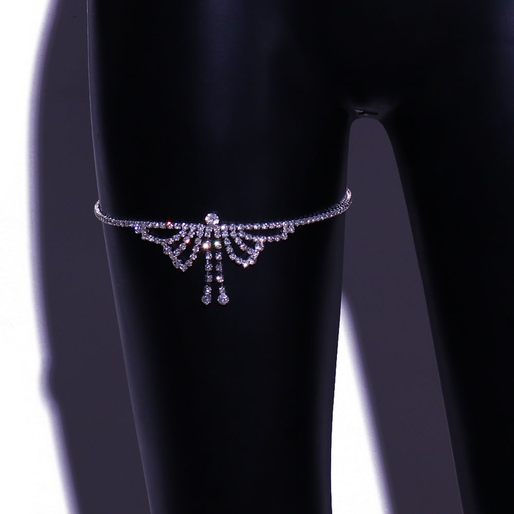 Tassel Rhinestone Cutout Butterfly Leg Chain