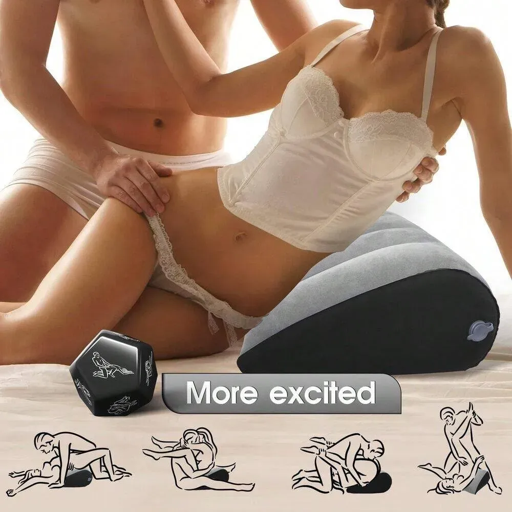 Foldable inflatable wedge-shaped pillow