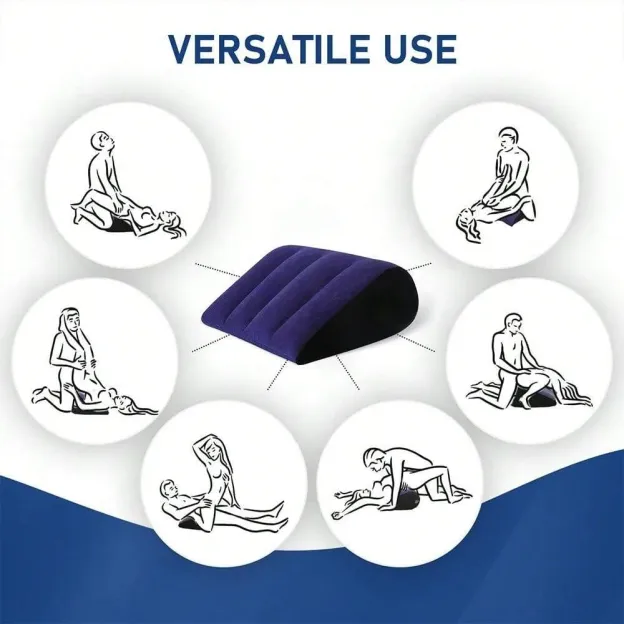 Foldable inflatable wedge-shaped pillow