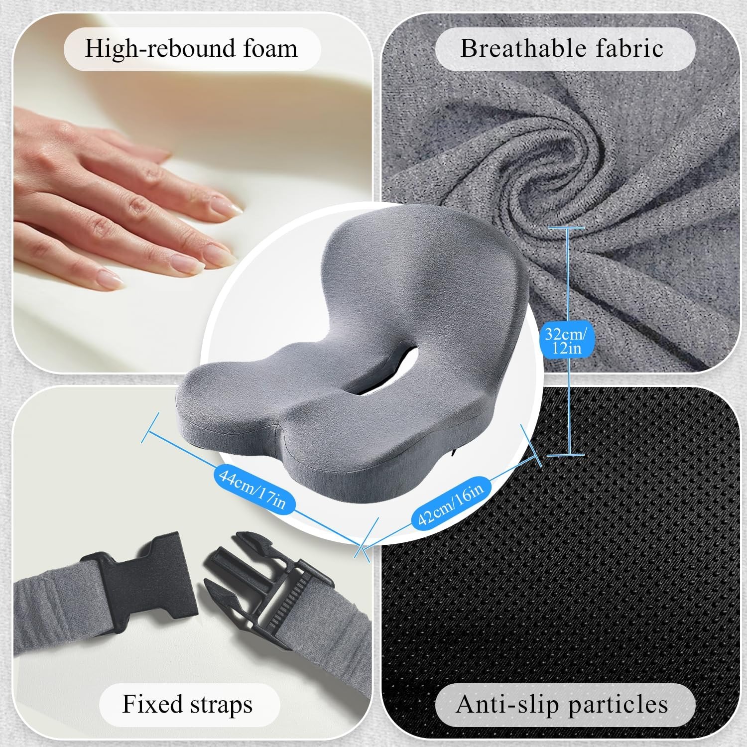 Non-slip memory foam seat