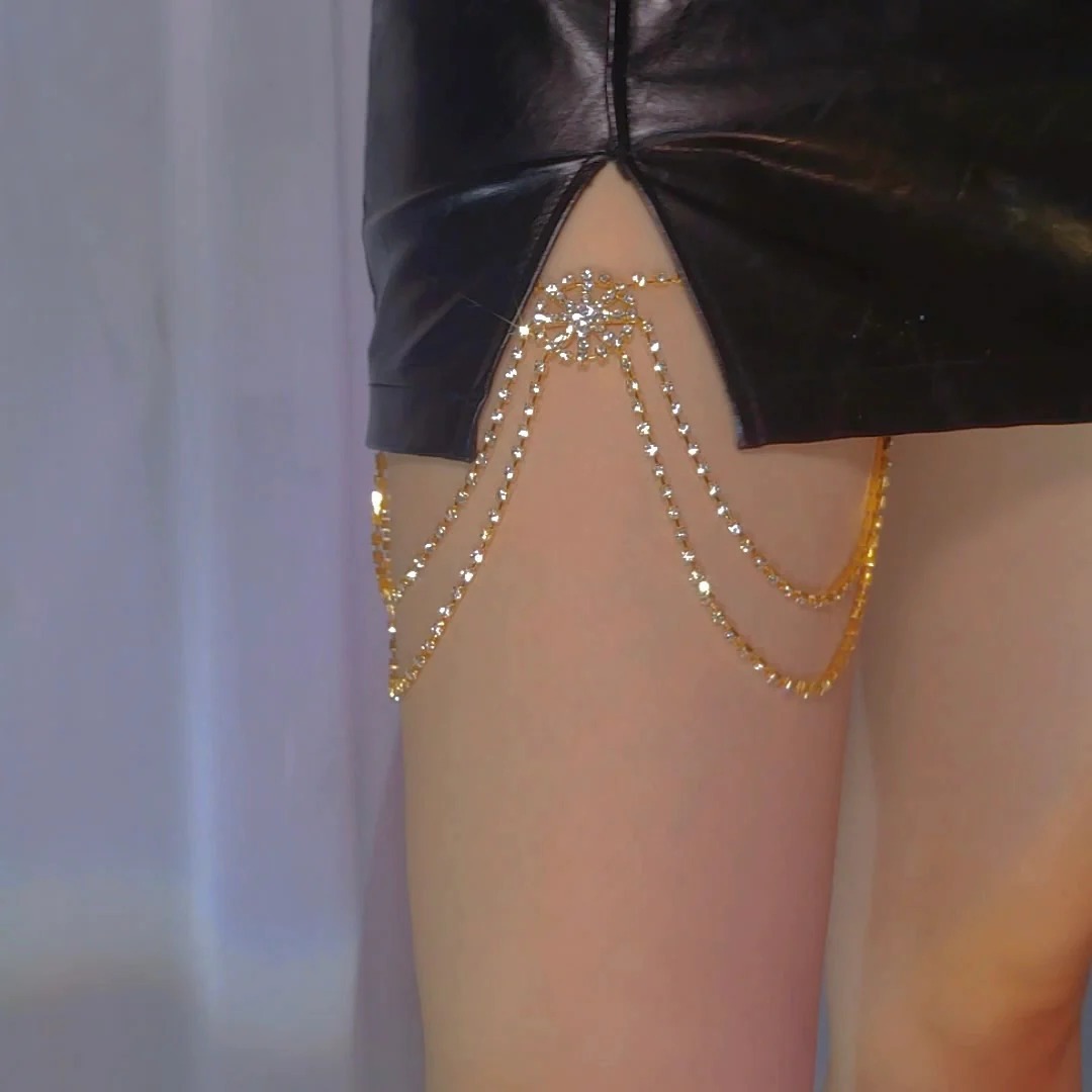 Multi-Layered Tassel Rhinestone Leg Chain