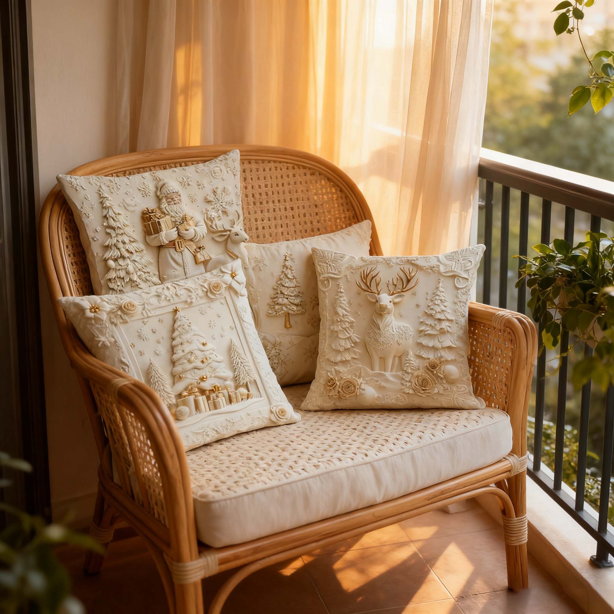 New White Christmas Pillow Set of 4