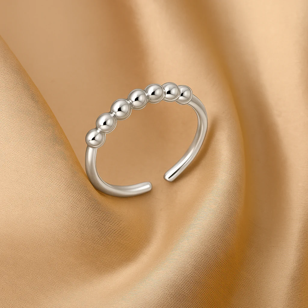Rotatable stress-relieving anxiety bead ring