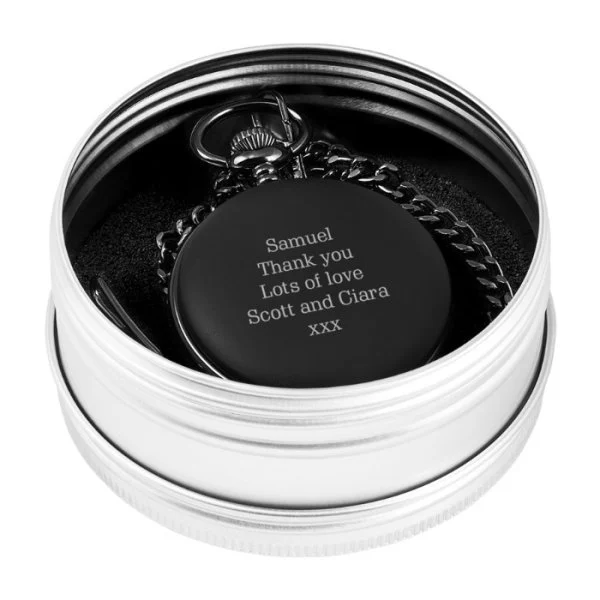 Personalized gunmetal pocket watch
