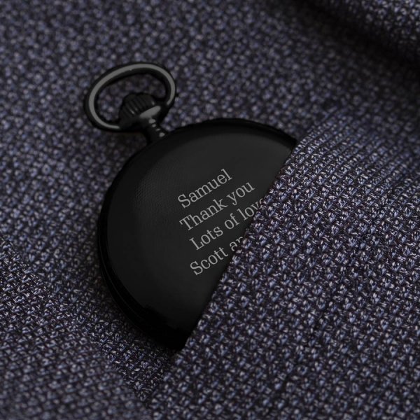 Personalized gunmetal pocket watch