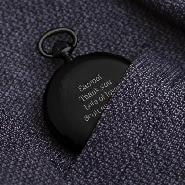 Personalized gunmetal pocket watch
