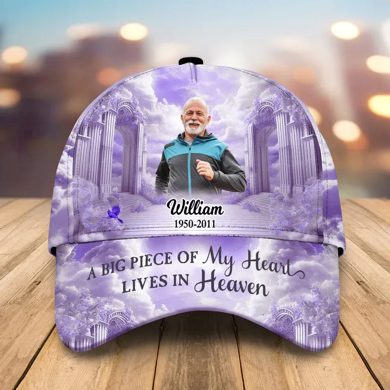 Memorial Upload Photo Heaven Gate Sky, In Loving Memory Personalized Classic Cap LPL09MAY24CT1