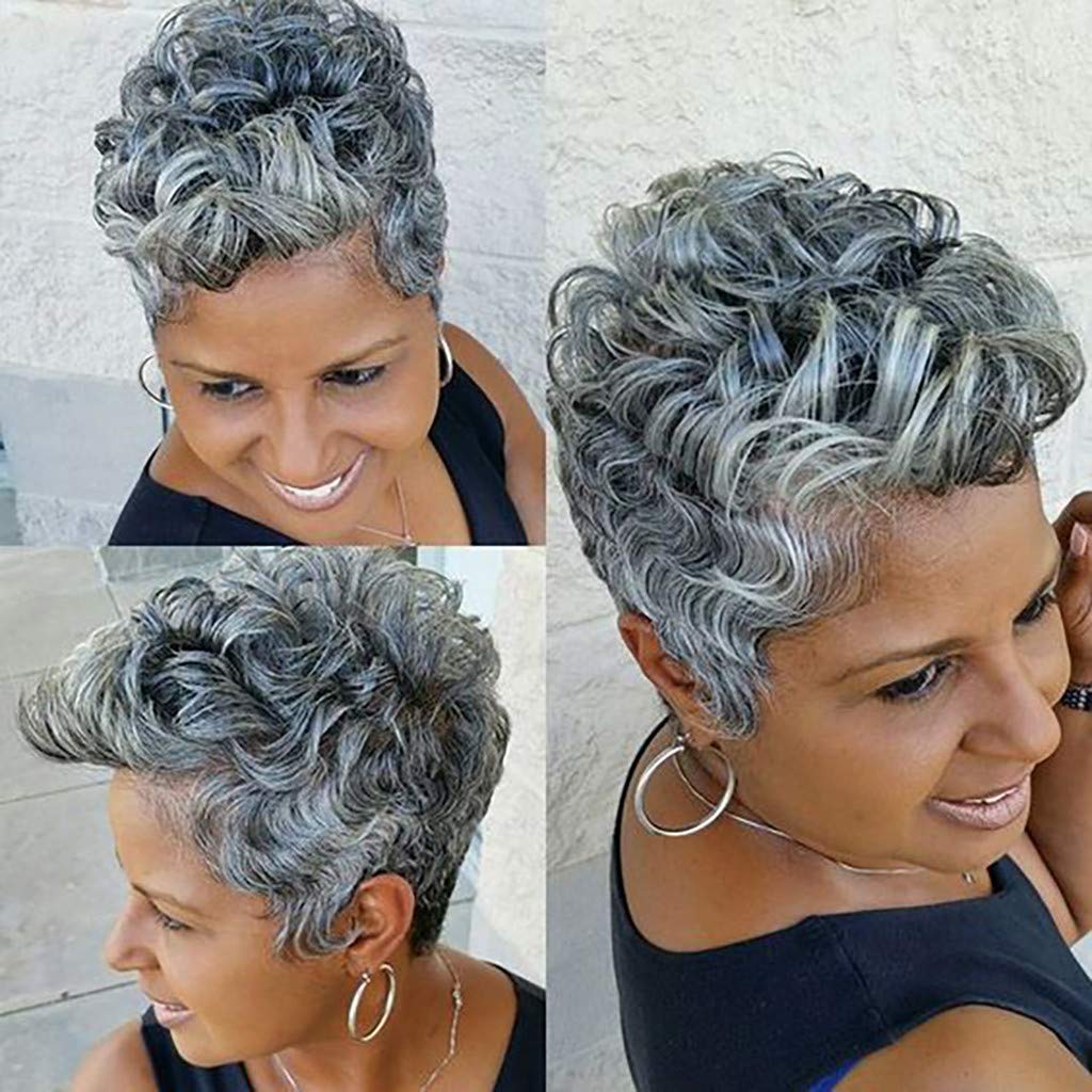 Gray Pixed Cut Short Curly Wave Wig-WigFrenzy