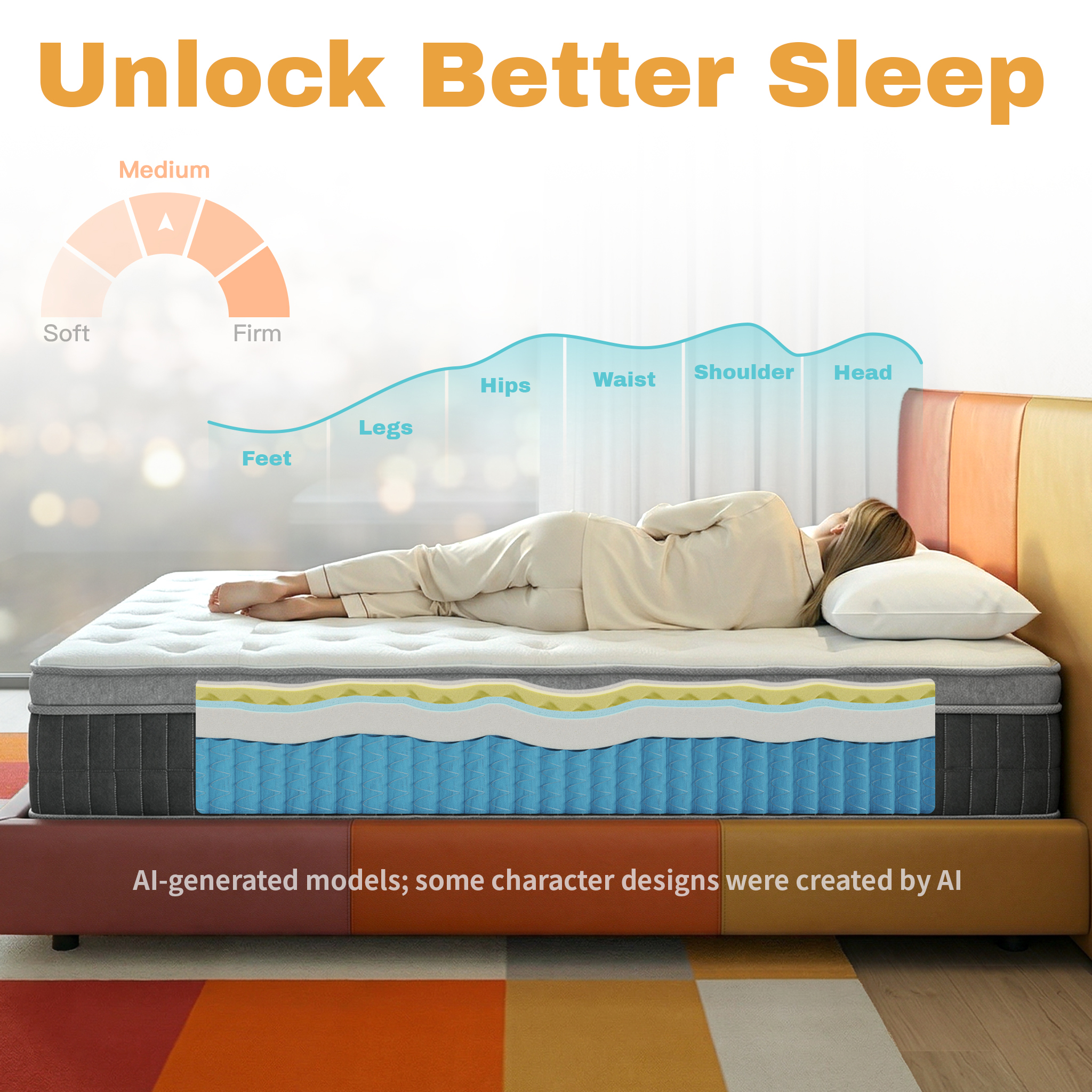 inight Full Size Cooling Hybrid Mattress, 14 Inch Medium Firm, Pocket Coils