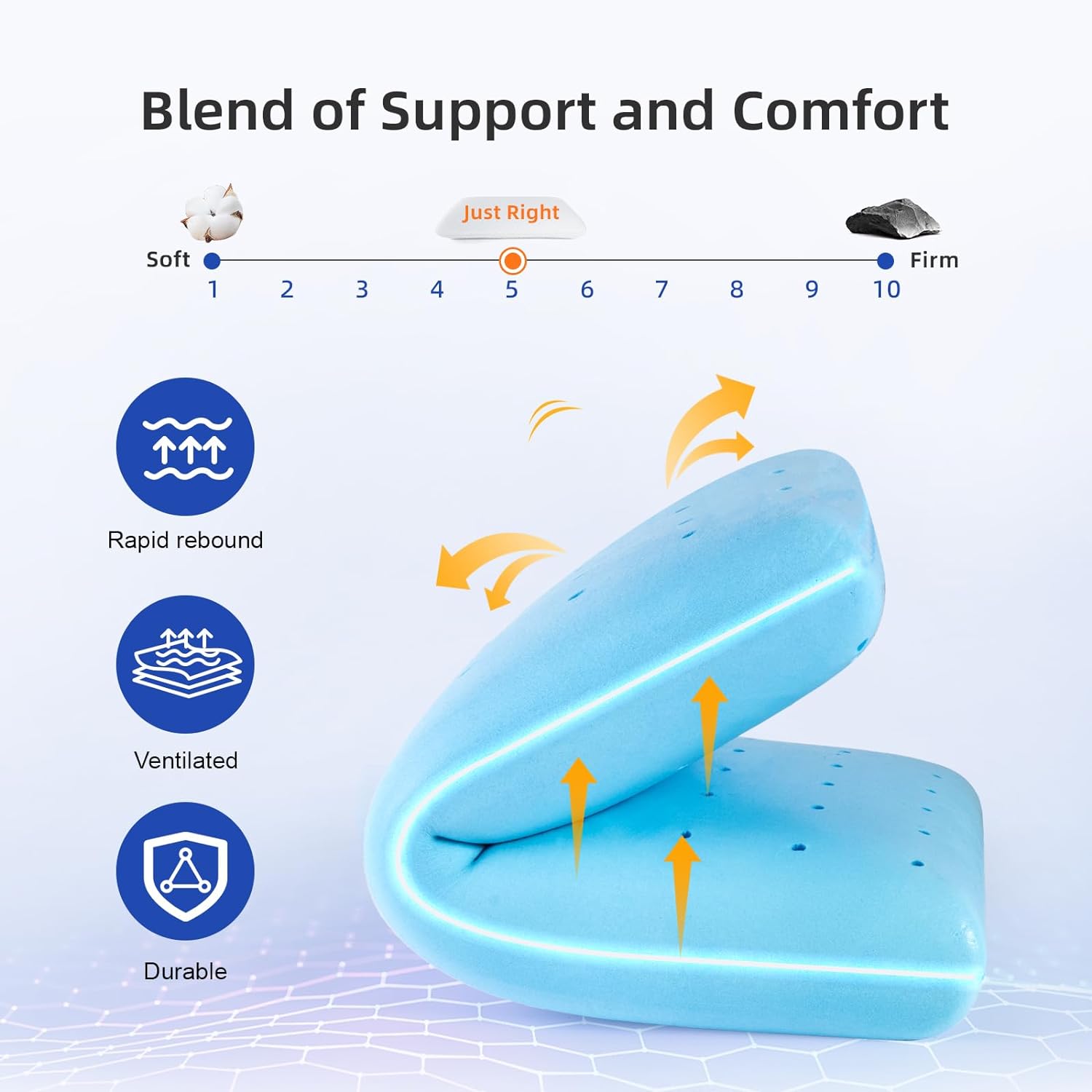 inight Memory Foam Pillow King Size, Bed Pillow for Back and Side Sleeper, Oeko-TEX & CertiPUR-US