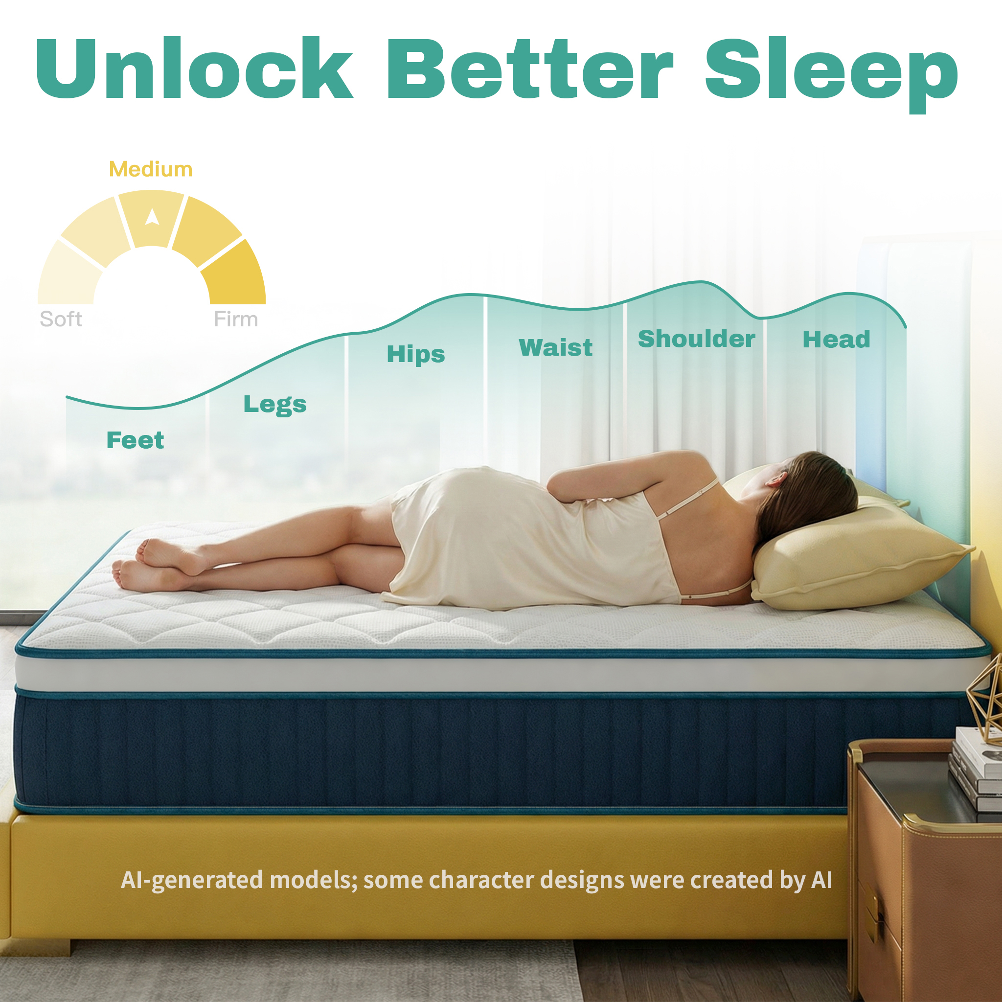inight 10 Inch Twin Hybrid Mattress, Medium Firm, Memory Foam