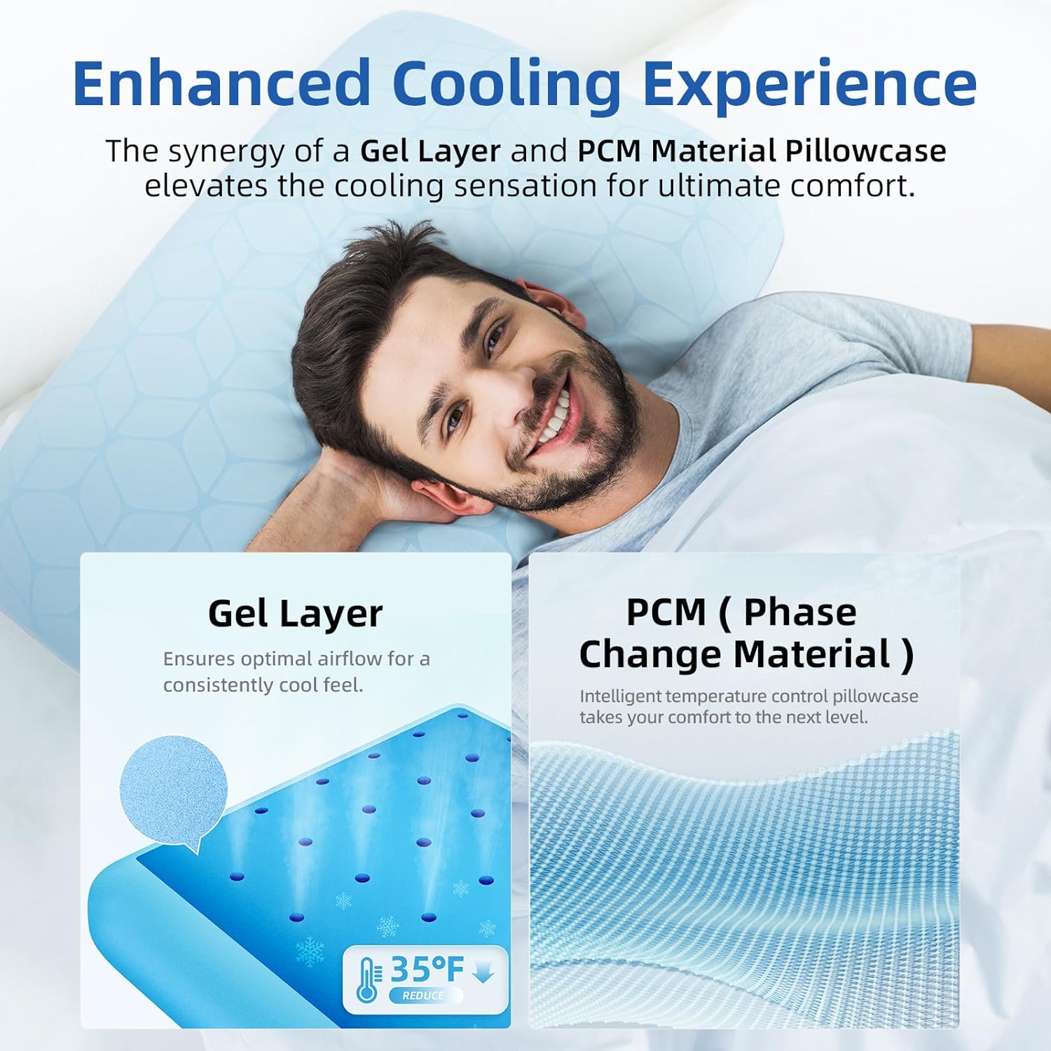 inight Cooling Pillow Gel Memory Foam Pillow, Best for Hot Sleeper