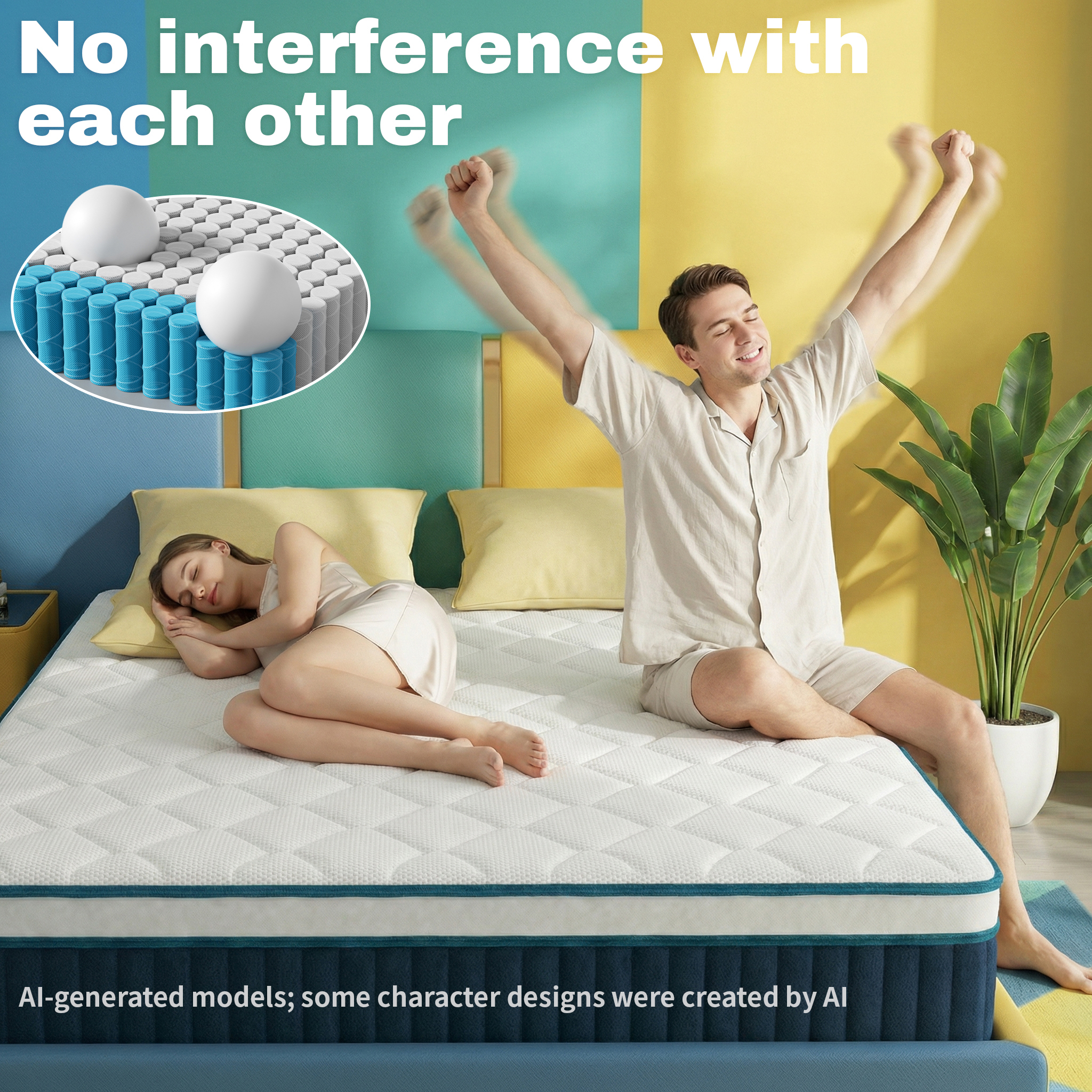 inight 10 Inch Twin Hybrid Mattress, Medium Firm, Memory Foam