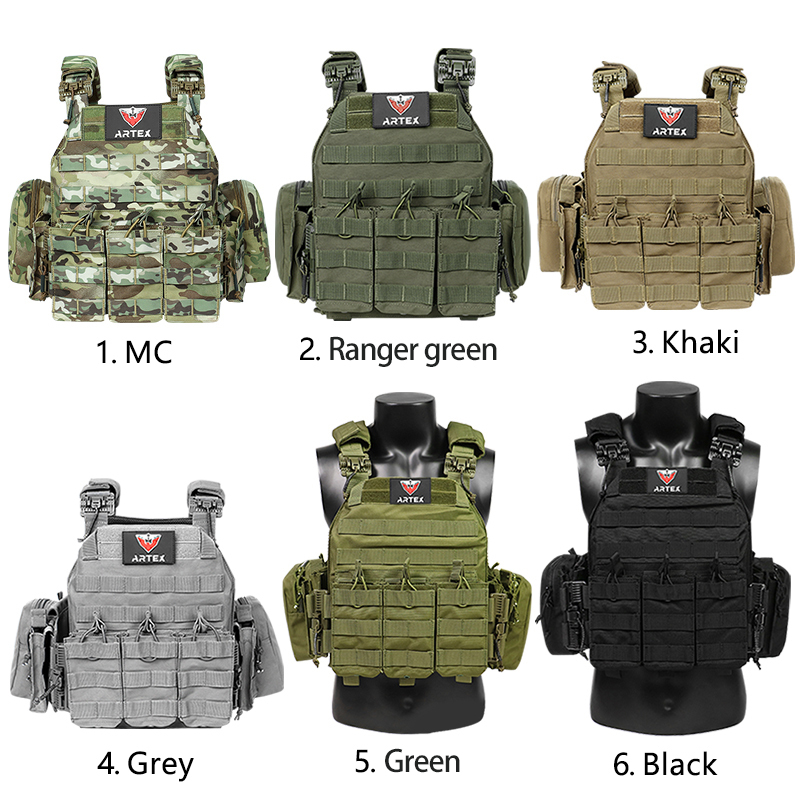 Artex Tactical Vest with Triple Magazine Pouch, 1000D Nylon Fabric, Quick Release, 6094K, Hunting, Airsoft Combat Accessories
