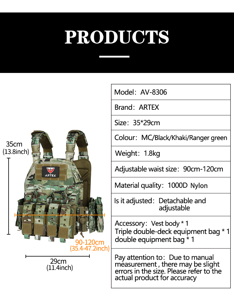 Artex 1000D Nylon Plate Carrier Tactical Vest