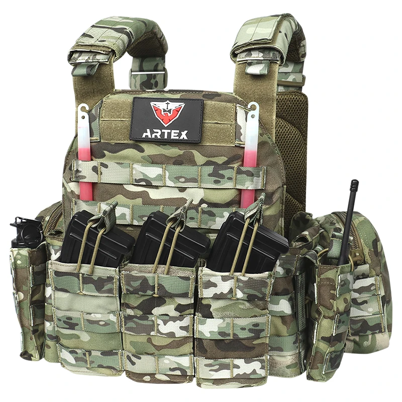 Artex Tacticon Vest Pouches Plate Carrier Vest, Hunting Armor, Adjustable Training Vests Breathable 3D Mesh Liner