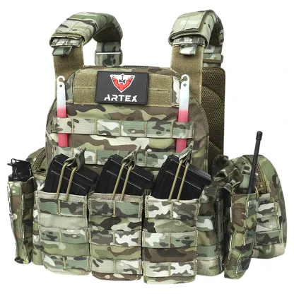 Artex Tacticon Vest Pouches Plate Carrier Vest, Hunting Armor, Adjustable Training Vests Breathable 3D Mesh Liner