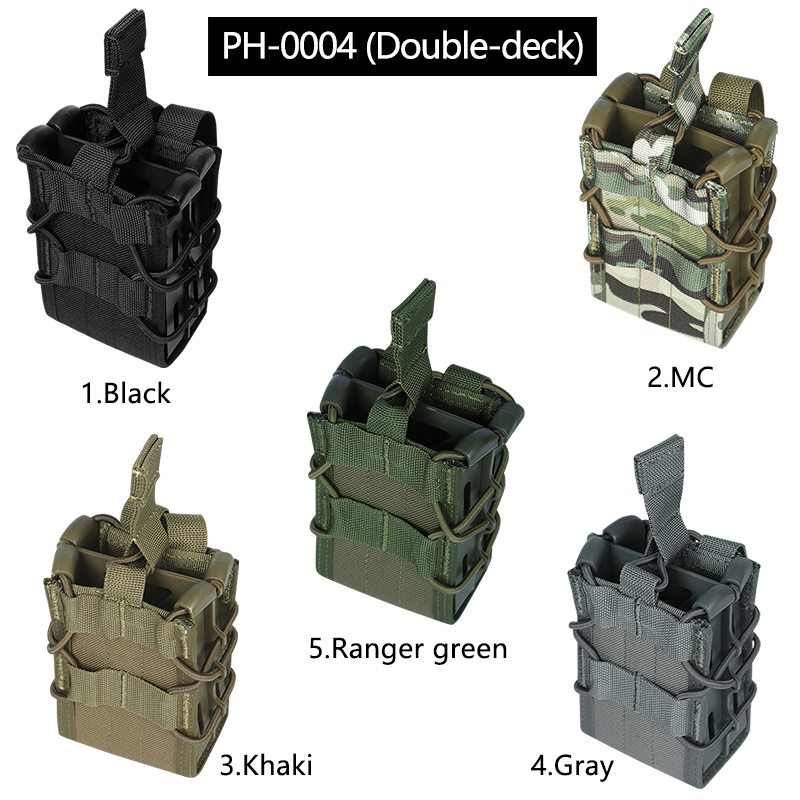 Tactical Magazine Pouch Rifle Single Double Mag Pouch Holster MOLLE Belt Attach Mag Bag for AR-15 M4 M16 5.56mm Magazines
