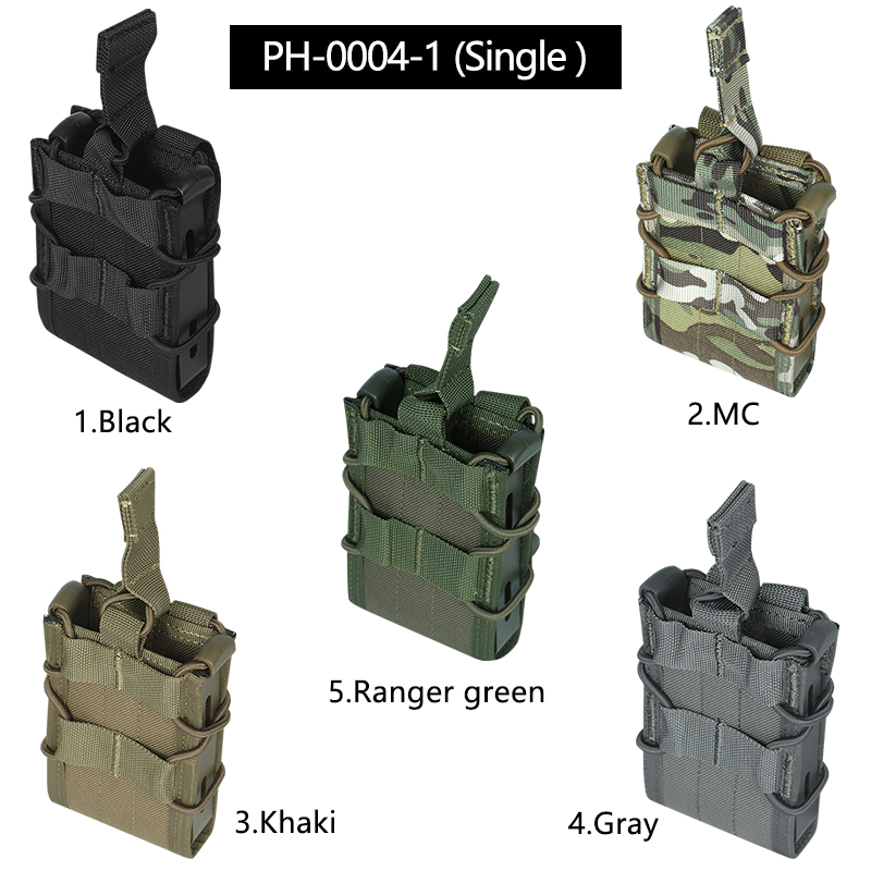 Tactical Magazine Pouch Rifle Single Double Mag Pouch Holster MOLLE Belt Attach Mag Bag for AR-15 M4 M16 5.56mm Magazines
