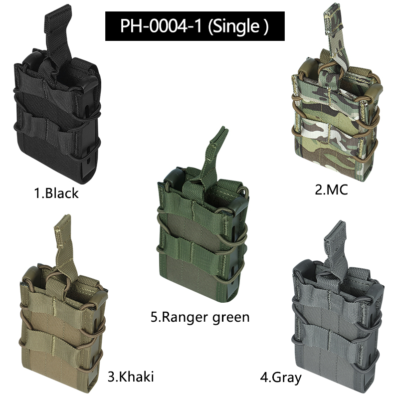 Tactical Magazine Pouch Rifle Single Double Mag Pouch Holster MOLLE Belt Attach Mag Bag for AR-15 M4 M16 5.56mm Magazines