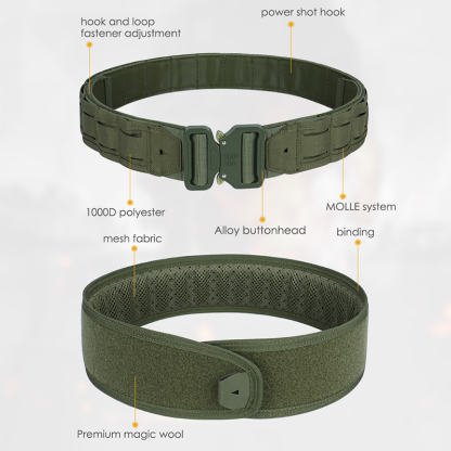 Artex Battle Molle Tactical Belt Duty Belt Heavy Duty Anti-Slip Pad & Inner Belt Comb 3-In-1 System