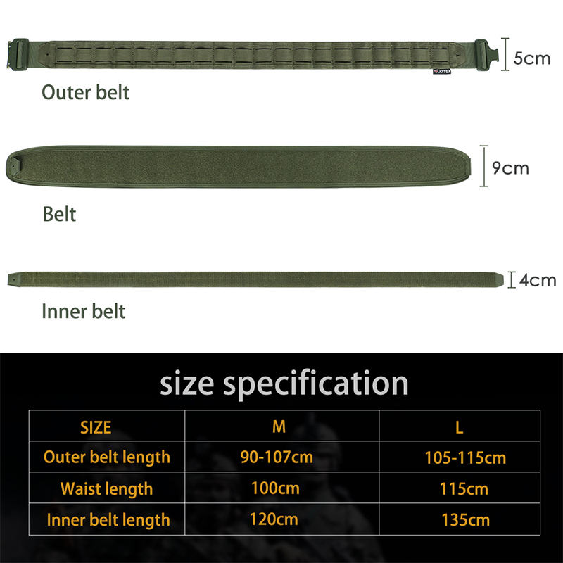 Artex Battle Molle Tactical Belt Duty Belt Heavy Duty Anti-Slip Pad & Inner Belt Comb 3-In-1 System
