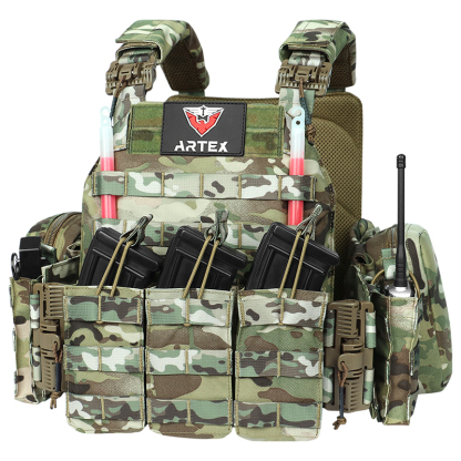 Artex Tactical Vest with Triple Magazine Pouch, 1000D Nylon Fabric, Quick Release, 6094K, Hunting, Airsoft Combat Accessories