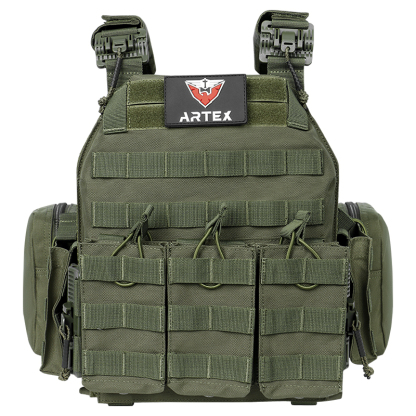 Artex Tactical Vest with Triple Magazine Pouch, 1000D Nylon Fabric, Quick Release, 6094K, Hunting, Airsoft Combat Accessories