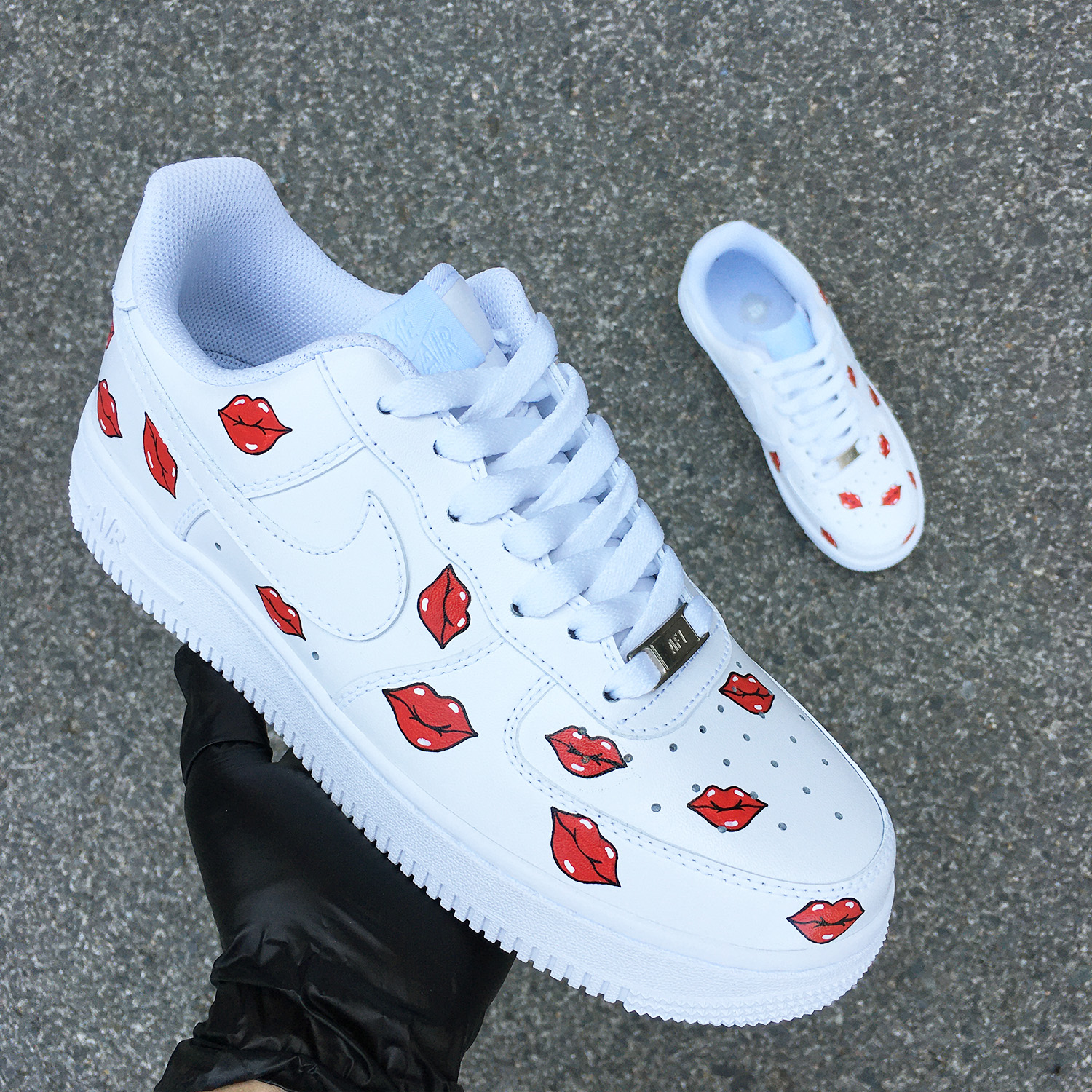Little Red Lips Custom Hand Painted Air Force 1