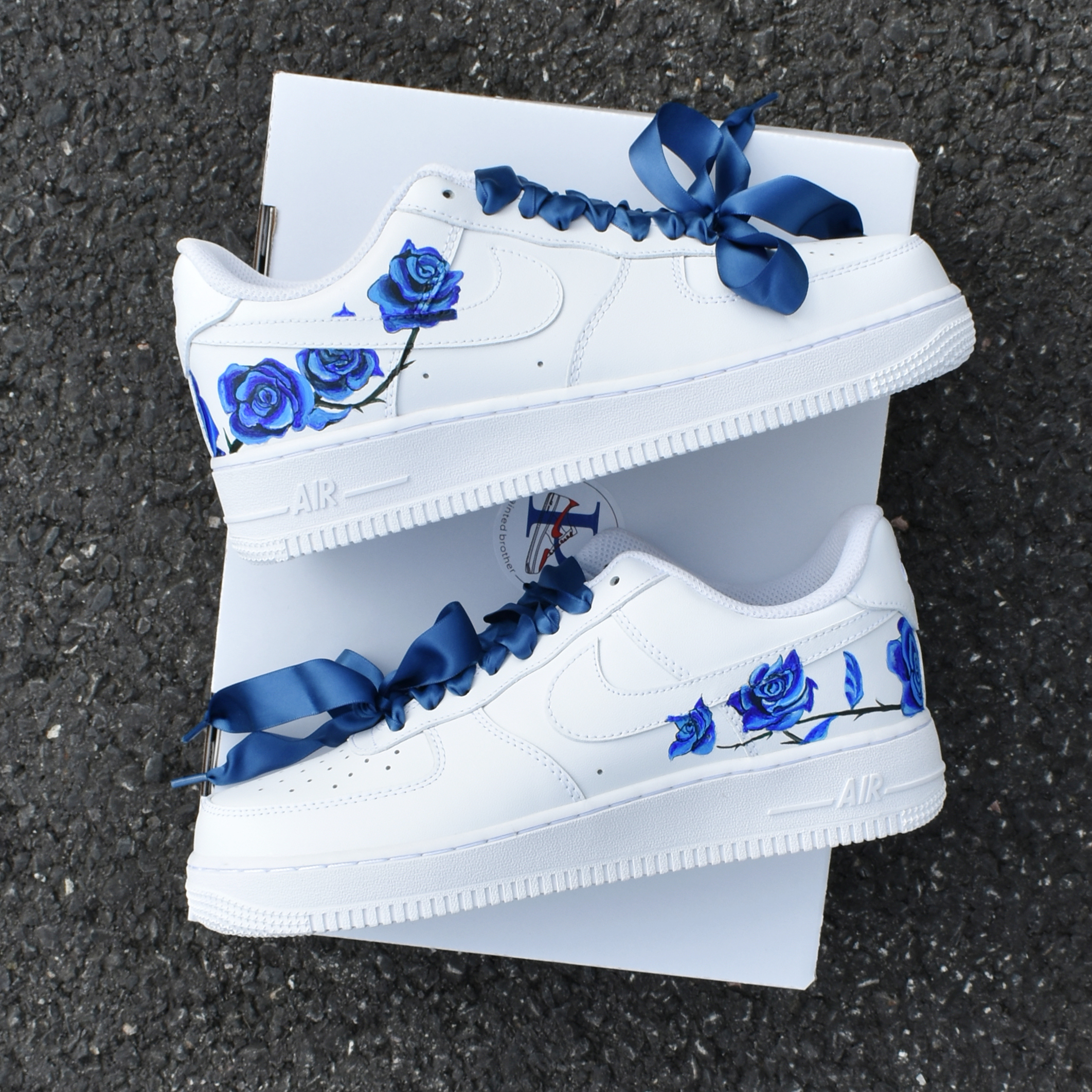 Delicate Blue Rose Custom Hand Painted Air Force 1