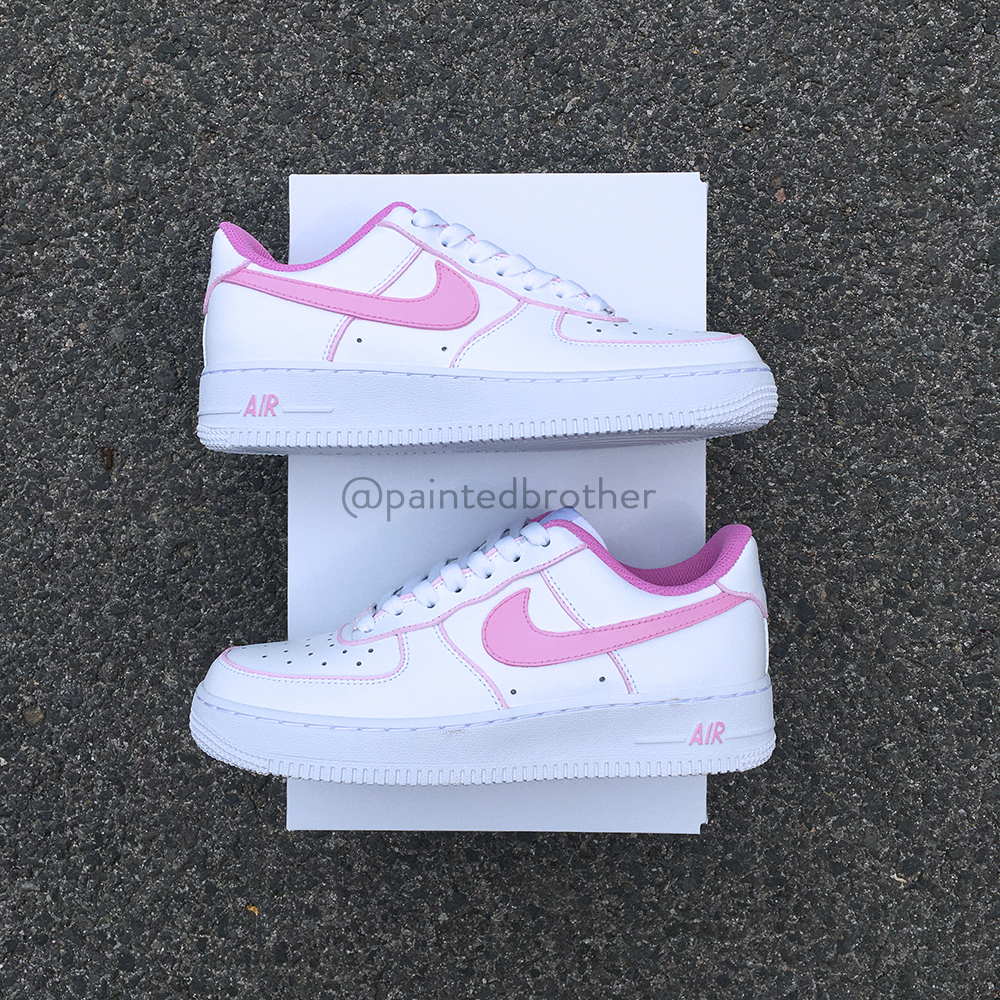 Pink Outline Custom Hand Painted Air Force 1