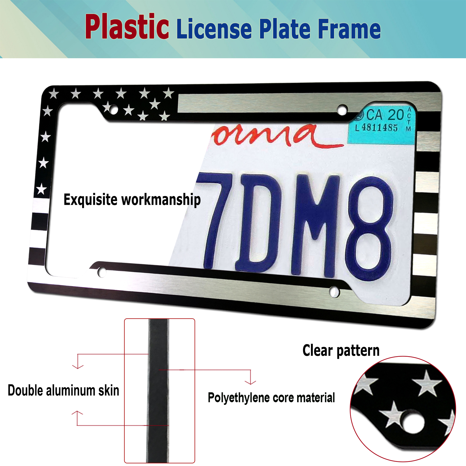 Black American Flag License Plate Frames