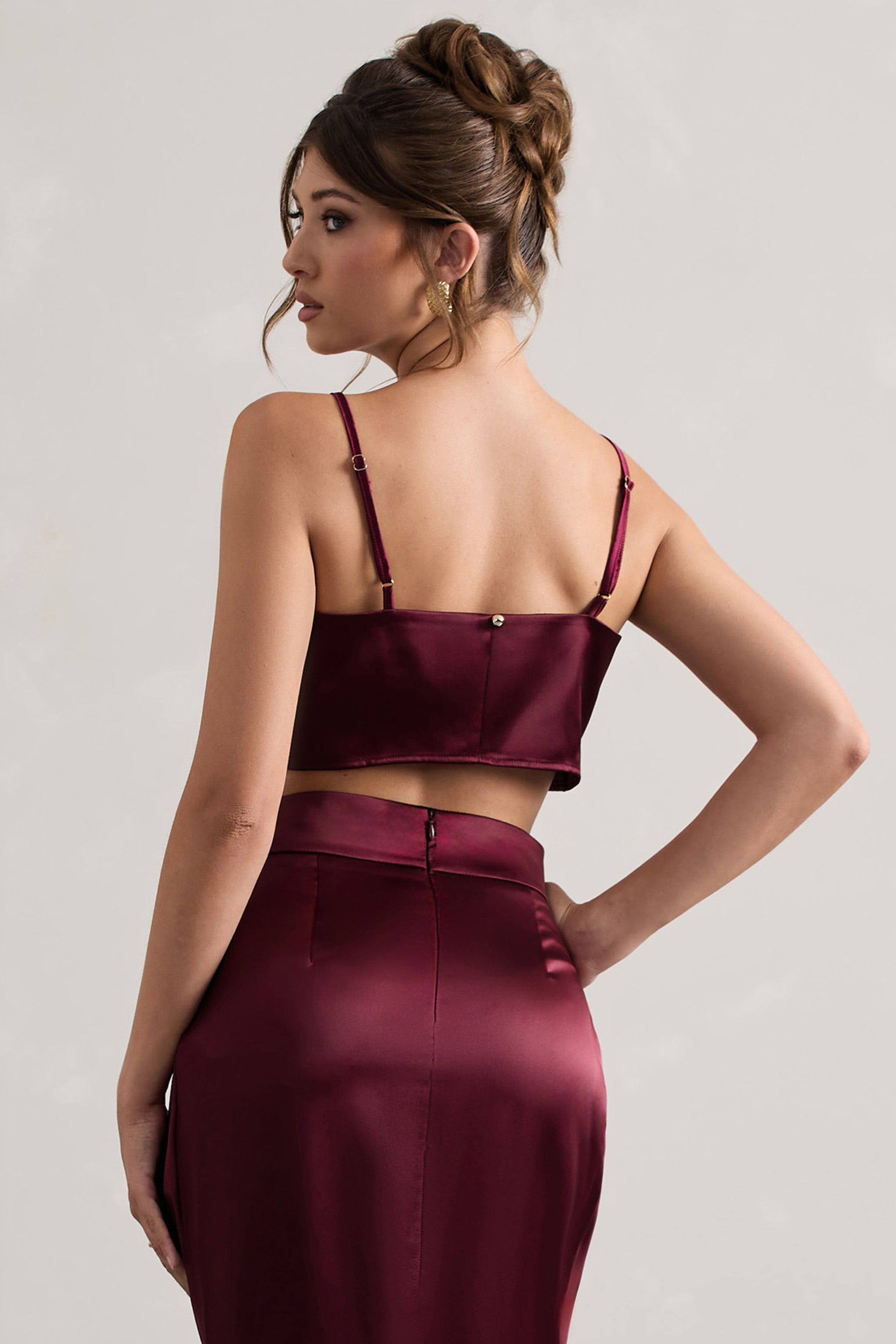 Plum Satin Cami Crop Top